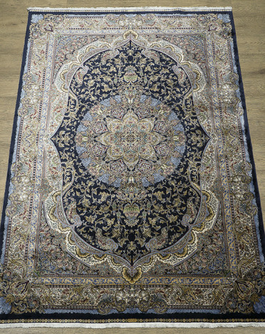 Ковер турецкий 2004C QUM (Шелк+Модал, синий)